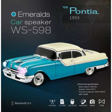 Retro Autić bluetooth zvučnik - Plavi 256509
