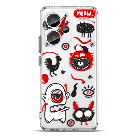 Silikonska Maskica za Redmi Note 13 Pro Plus - Doodle Red 234594