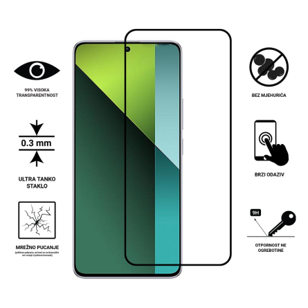 Zaštitno Staklo za ekran za Xiaomi Redmi Note 13 Pro 4G/5G (3D) - (Prozirno sa crnim rubovima) 248762
