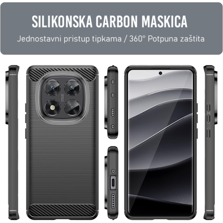 Silikonska Carbon Maskica za Redmi Note 14 Pro (5G) / Poco X7 / Redmi Note 14 Pro Plus - Crna 249897