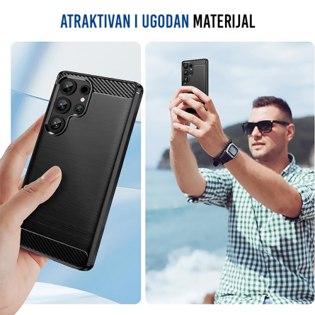 Silikonska Carbon Maskica za Samsung Galaxy S25 Ultra - Crna 256521