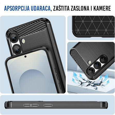 Silikonska Carbon Maskica za Samsung Galaxy S25 - Crna 256527