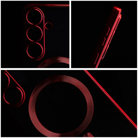 MagSafe Prozirna Silikonska maskica sa crvenim rubovima za Samsung Galaxy S25 Plus 258355