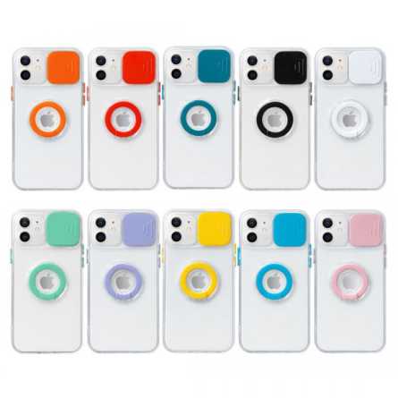 Prozirna Ring Silikonska Maskica s zaštitom za kameru za iPhone 12 Pro Max - Više boja 136935