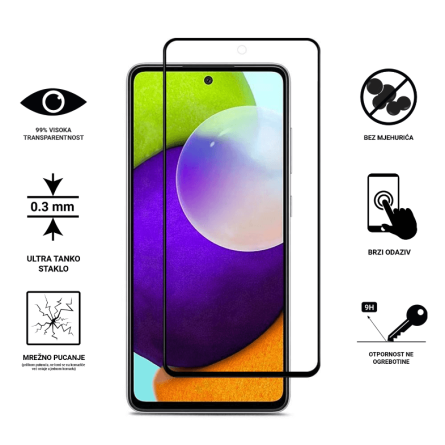 Zaštitno Staklo za ekran za Samsung Galaxy A52 / A52 (5G) / A52s (3D) - (Prozirno sa crnim rubovima) 241882