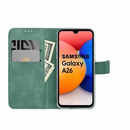 Tender Preklopna Maskica od umjetne kože za Samsung Galaxy A26 - Zelena 265473