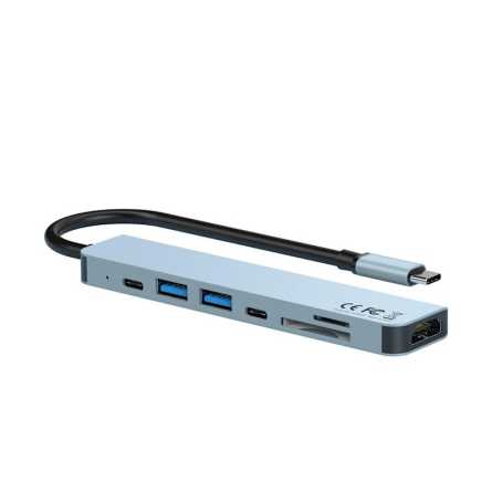 XO adapter USB HUB 7u1 - Sivi 229478