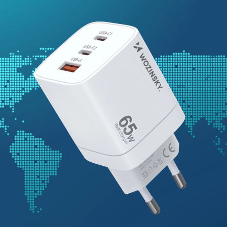 Wozinsky zidni punjač PD - 2x Type C + 1x USB - 65W 251339