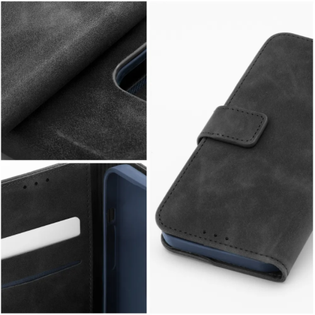 Tender Preklopna Maskica od umjetne kože za Xiaomi Redmi Note 15 Pro 4G - Crna 266495