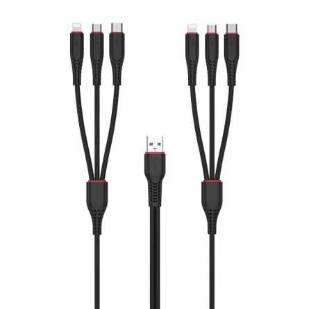 XO USB 6u1 kabel na 2x Lightning + 2x Type-C + 2x microUSB 1,2m 3,5A / 2m 2,5A 227870