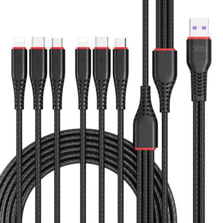 XO USB 6u1 kabel na 2x Lightning + 2x Type-C + 2x microUSB 1,2m 3,5A / 2m 2,5A 227871