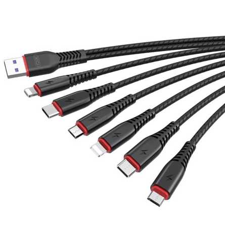 XO USB 6u1 kabel na 2x Lightning + 2x Type-C + 2x microUSB 1,2m 3,5A / 2m 2,5A 227873