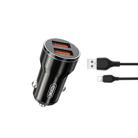 XO Autopunjač - 2x USB + Lightning kabel - 2.4A 245495