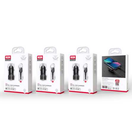 XO Autopunjač - 2x USB + Lightning kabel - 2.4A 245494