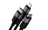 Baseus 3u1 USB data kabel - Type-C + Lightning + MicroUSB - 120cm - 3.5A - Crni 242942