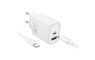 HOCO GaN zidni punjač PD/QC 30W – Type-C + USB + Type-C kabel – Bijeli 268276