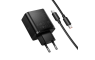 HOCO GaN zidni punjač PD/QC 65W – 2× Type-C + USB + Type-C kabel – Crni 268261