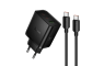 HOCO GaN zidni punjač PD/QC 65W – 2× Type-C + USB + Type-C kabel – Crni 268264