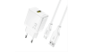 Dudao GaN zidni punjač 2.4A – USB + Type-C kabel – bijeli 269766