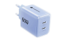 Forcell zidni punjač GaN 2x Type-C + Type-C kabel - 60W - Svijetlo Plavi 269800
