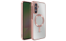 MagSafe Prozirna Silikonska maskica sa rose gold rubovima za Samsung Galaxy S25 FE 265633