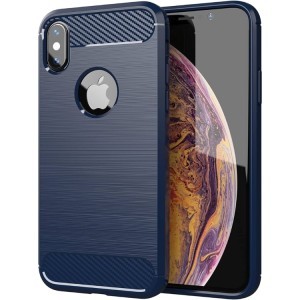 Silikonska Carbon Maskica za iPhone XS Max - Plava