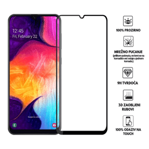 Zaštitno Staklo za ekran za Samsung Galaxy A50 / A50s / A30s (3D) - (Prozirno sa crnim rubovima)