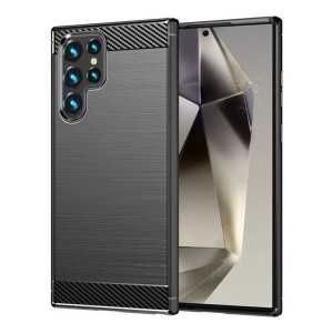 Silikonska Carbon Maskica za Samsung Galaxy S25 Ultra - Crna