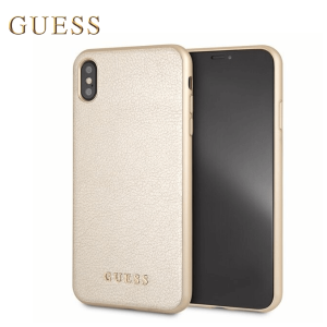 Kožna GUESS Iridescent maskica za iPhone XS Max – Zlatna