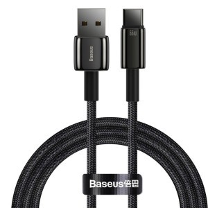 Baseus Tungsten USB na Type C Data kabel 6A (1m) - Crni
