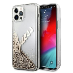 GUESS Glitter Vintage maskica za iPhone 12 – Zlatna