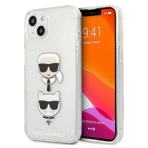Karl Lagerfeld Glitter Karl&Choupette maskica za iPhone 13 Mini – Srebrna