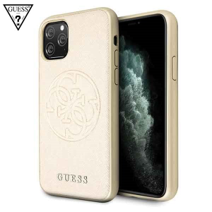 GUESS Saffiano Circle maskica za iPhone 11 Pro – Zlatna