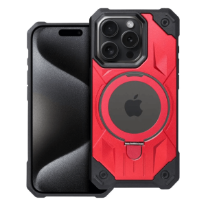 MagSafe Armor maskica s prstenom za iPhone 15 Pro Max - Crvena