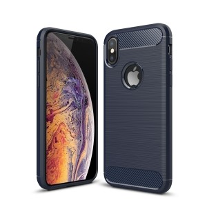 Silikonska Carbon Maskica za iPhone XR - Plava