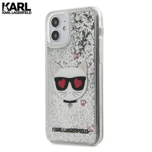 Karl Lagerfeld Glitter Choupette maskica za iPhone 12 Mini – Srebrna