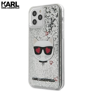 Karl Lagerfeld Glitter Choupette maskica za iPhone 12 Pro – Srebrna