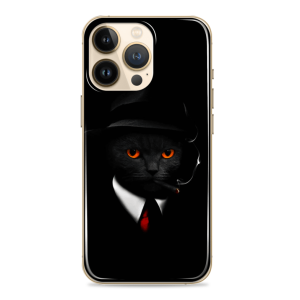 Silikonska Maskica za mobitel - Crna mačka u odijelu - SZ32