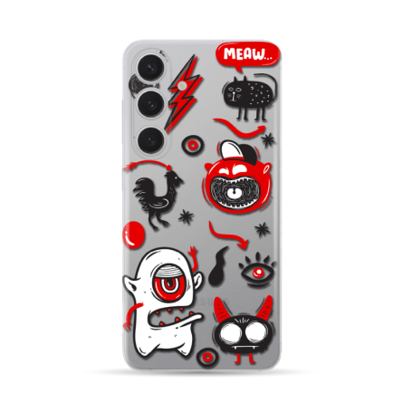 Silikonska Maskica za Galaxy S24 Plus - Doodle Red 233903