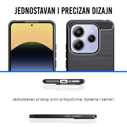 Silikonska Carbon Maskica za Redmi Note 14 (5G) - Crna 250252