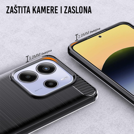 Silikonska Carbon Maskica za Redmi Note 14 (5G) - Crna 250254