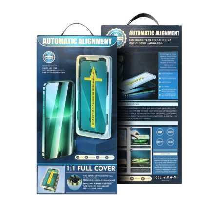 Zaštitno Staklo za ekran za iPhone 13 / 13 Pro / 14 (3D) sa aplikatorom - (Prozirno sa crnim rubovima) 196890