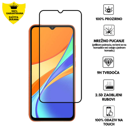 Zaštitno Staklo za ekran za Redmi 9C (3D) - (Prozirno sa crnim rubovima) 109156