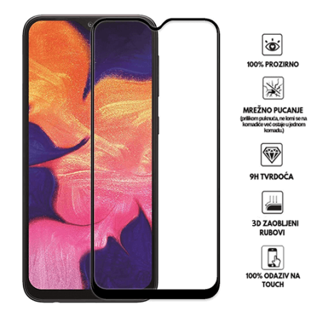Zaštitno Staklo za ekran za Samsung Galaxy A10 (3D) - (Prozirno sa crnim rubovima) 34028