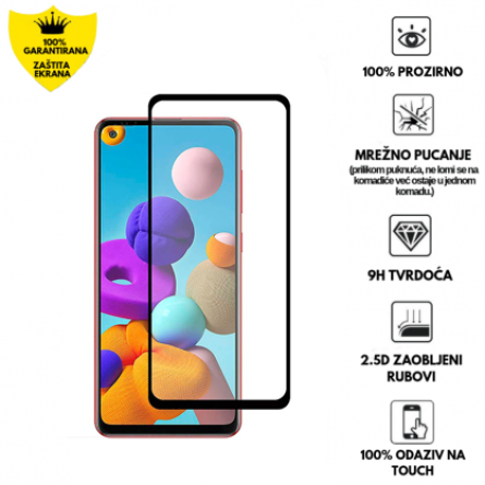 Zaštitno Staklo za ekran za Samsung Galaxy A21 (3D) - (Prozirno sa crnim rubovima) 105256