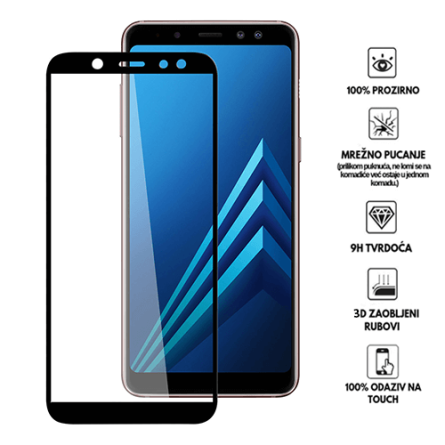 Zaštitno Staklo za ekran za Samsung Galaxy A6 Plus (2018) (3D) - (Prozirno sa crnim rubovima) 34032
