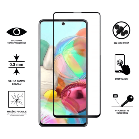 Zaštitno Staklo za ekran za Samsung Galaxy A71 (3D) - (Prozirno sa crnim rubovima) 248756