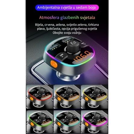 Transmiter FM MP3 Bluetooth 5.0 - TF Čitač kartica - 2xUSB - QC 3.0 222653