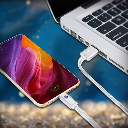 Kaku 2.8A USB na Lightning Opleteni Punjački & Data kabel 2m - Sivi 136320