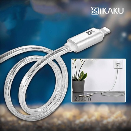 Kaku 2.8A USB na Lightning Opleteni Punjački & Data kabel 2m - Sivi 136321